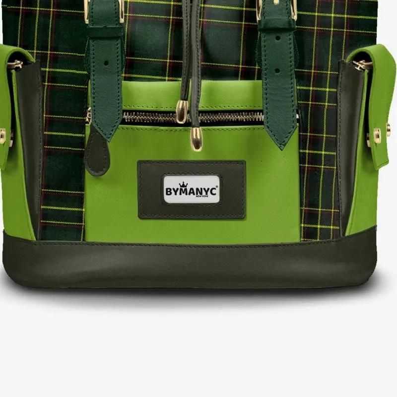 Luxury Vegan Backpack TARTAN GREEN EDGE – BYMANYC ® New York BYMANYC ® New York