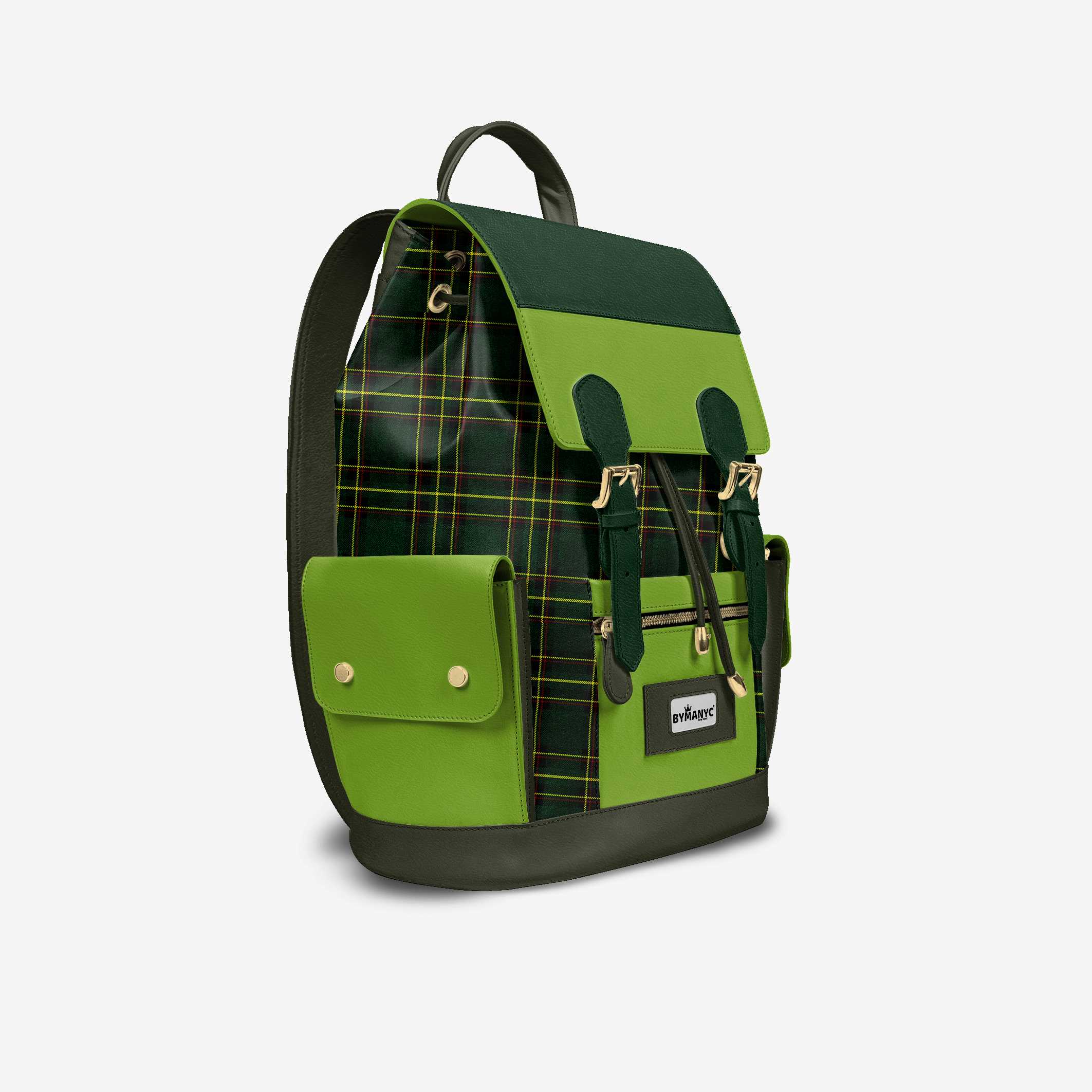 Luxury Vegan Backpack TARTAN GREEN EDGE – BYMANYC ® New York BYMANYC ® New York