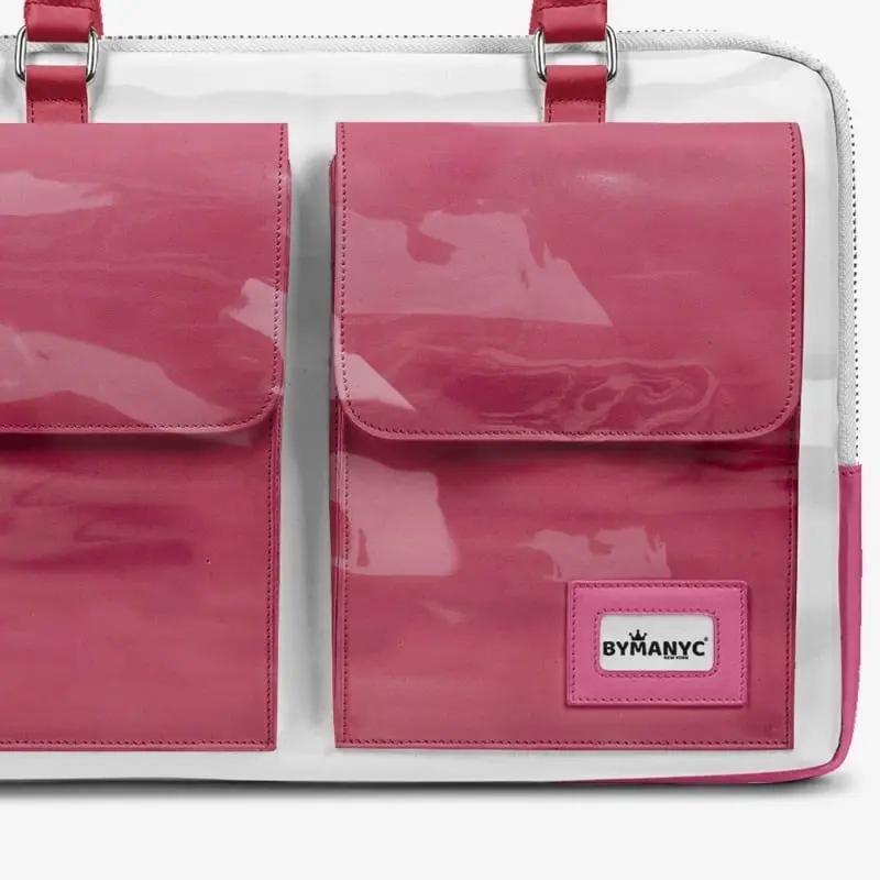Vegan Designer Luxury Double Pocket Bag 16” BYMANYC ® New York White & Pink BYMANYC ® New York