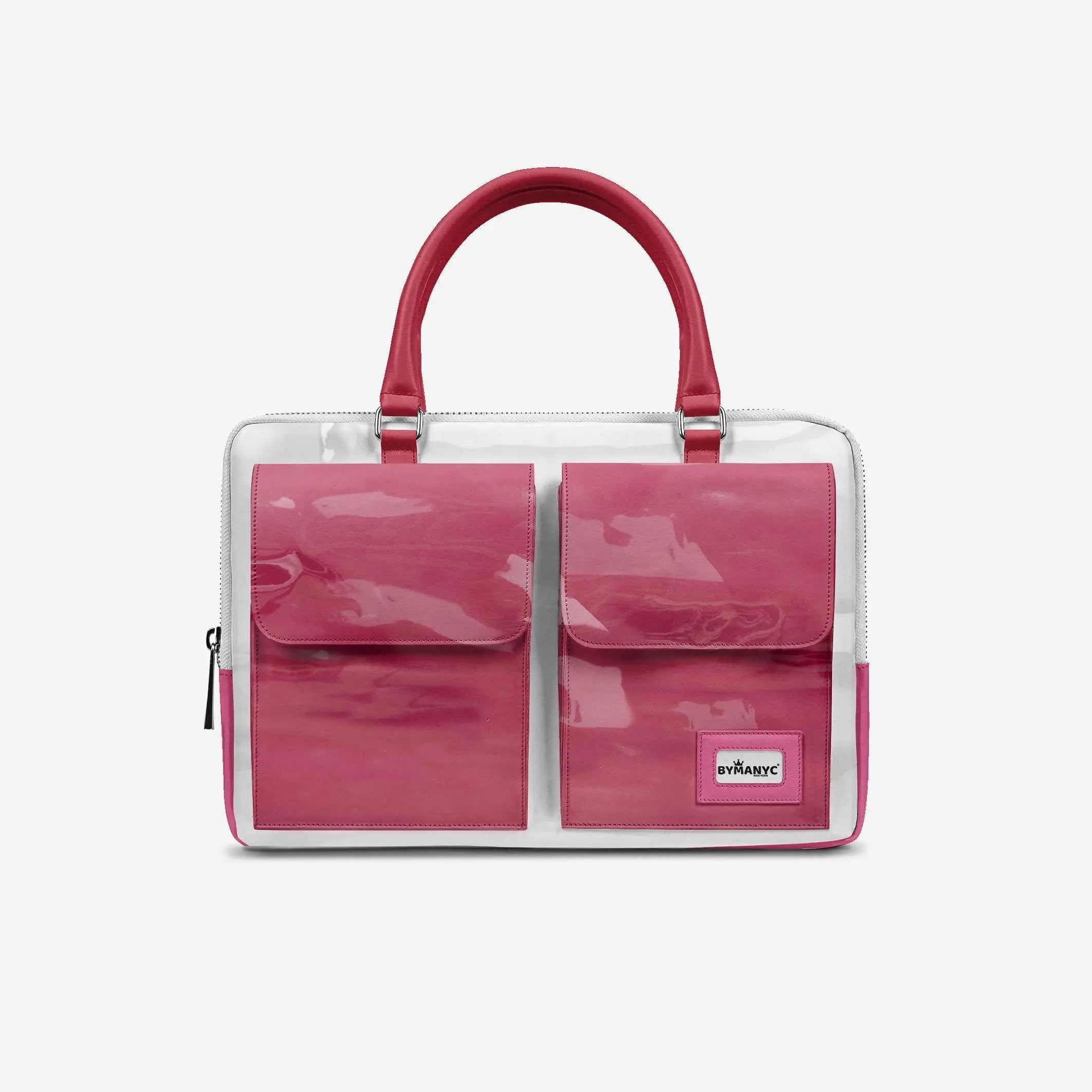 Vegan Designer Luxury Double Pocket Bag 16” BYMANYC ® New York White & Pink BYMANYC ® New York