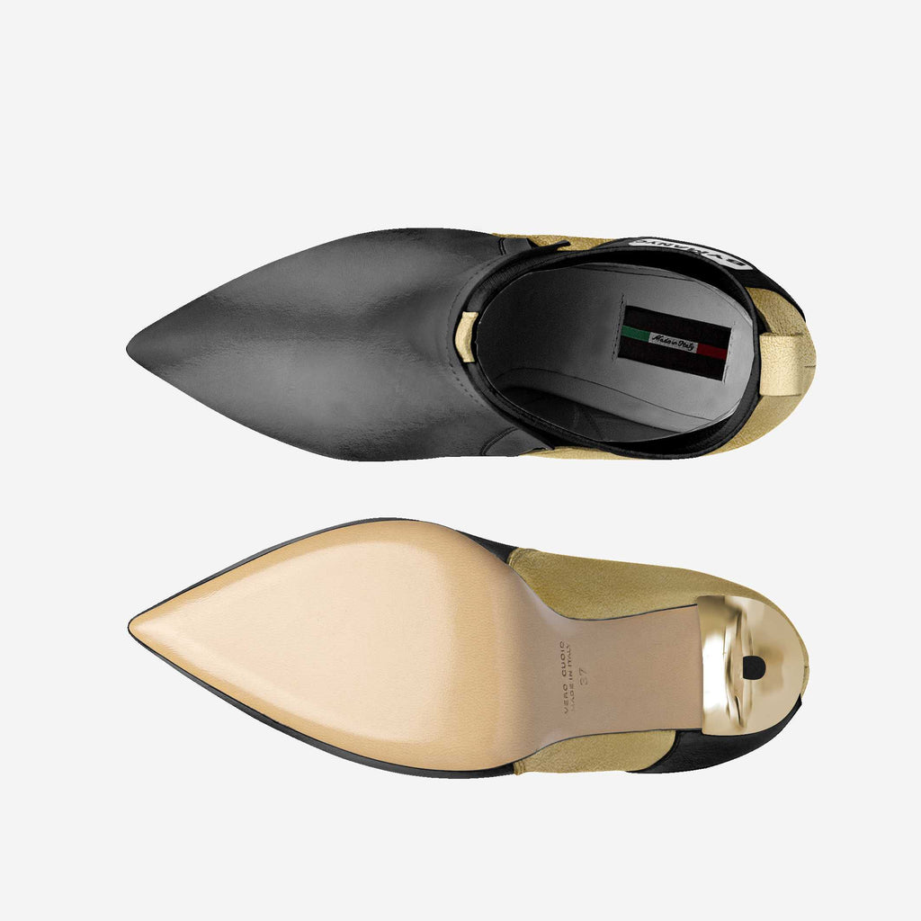 Vegan Heeled Shoe Women BYMANYC ® New York Tribeca Gold Flame BYMANYC ® New York