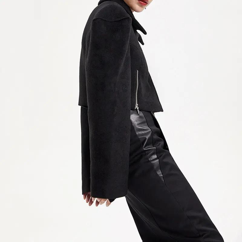 Wide-Shoulder Short Woolen Coat For Women, Financial District, BYMANYC New York. BYMANYC ® New York
